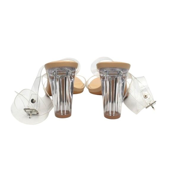 Clear Strap Heels Lucite Block Heel Transparent Sandals Size 10 ZriEy - Picture 6 of 7